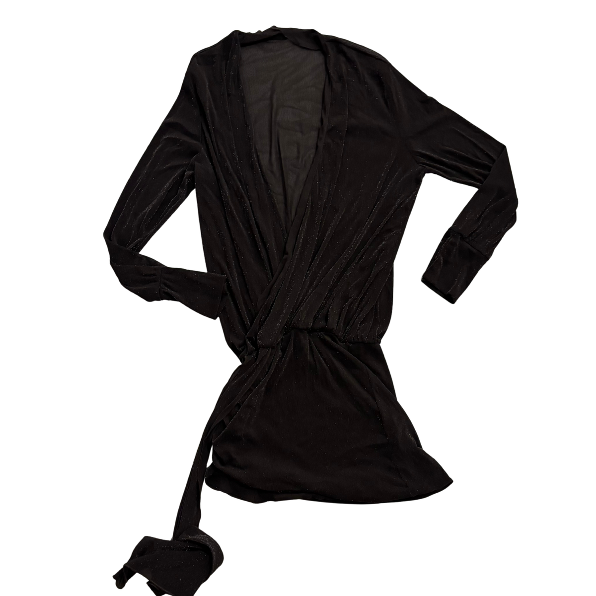 Chocolate Lurex Long Sleeve Mini Dress