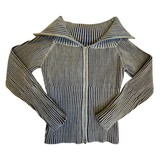 Grey Ribbed Cropped Jacket