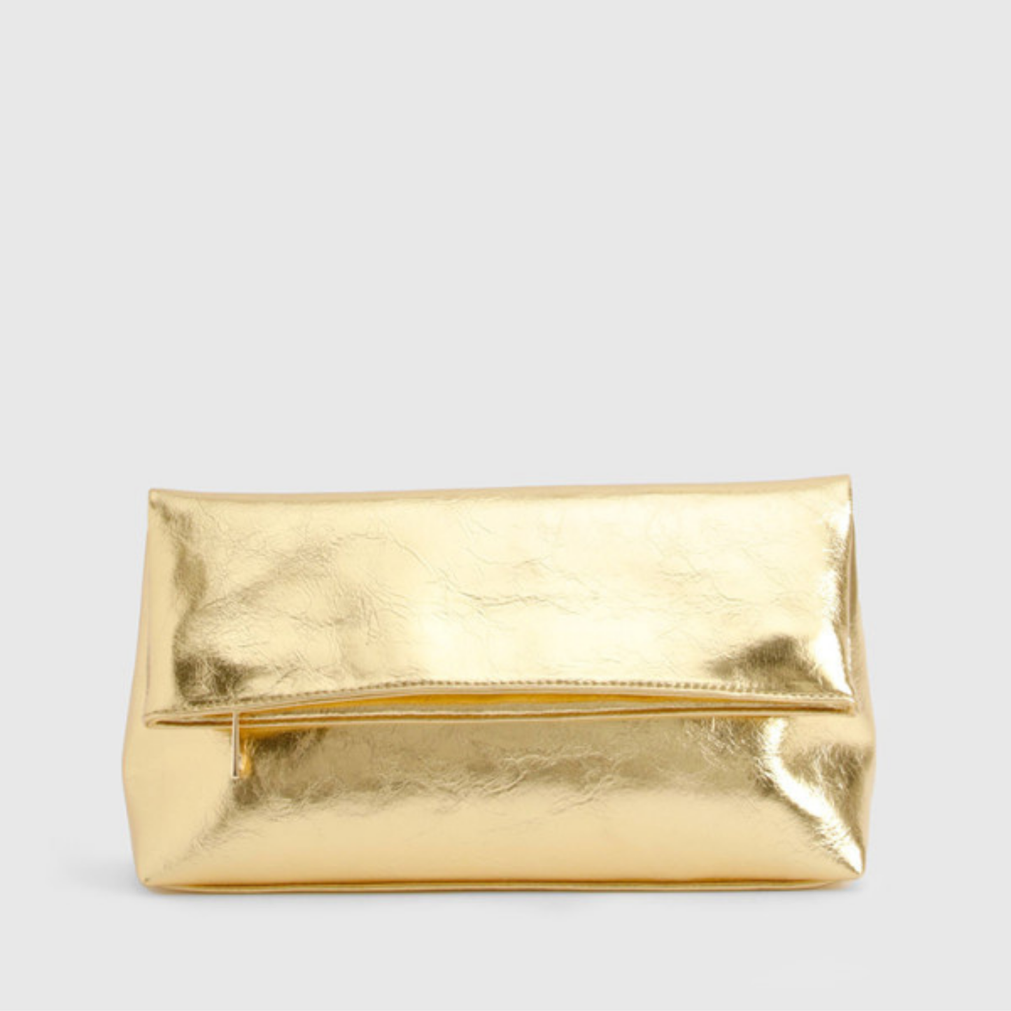 Boohoo Gold Fold Over Clutch Bag