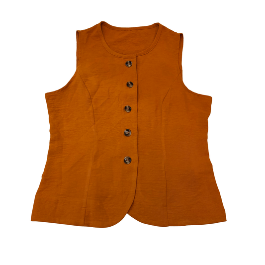 Rust Orange Button-Up Sleeveless Shirt