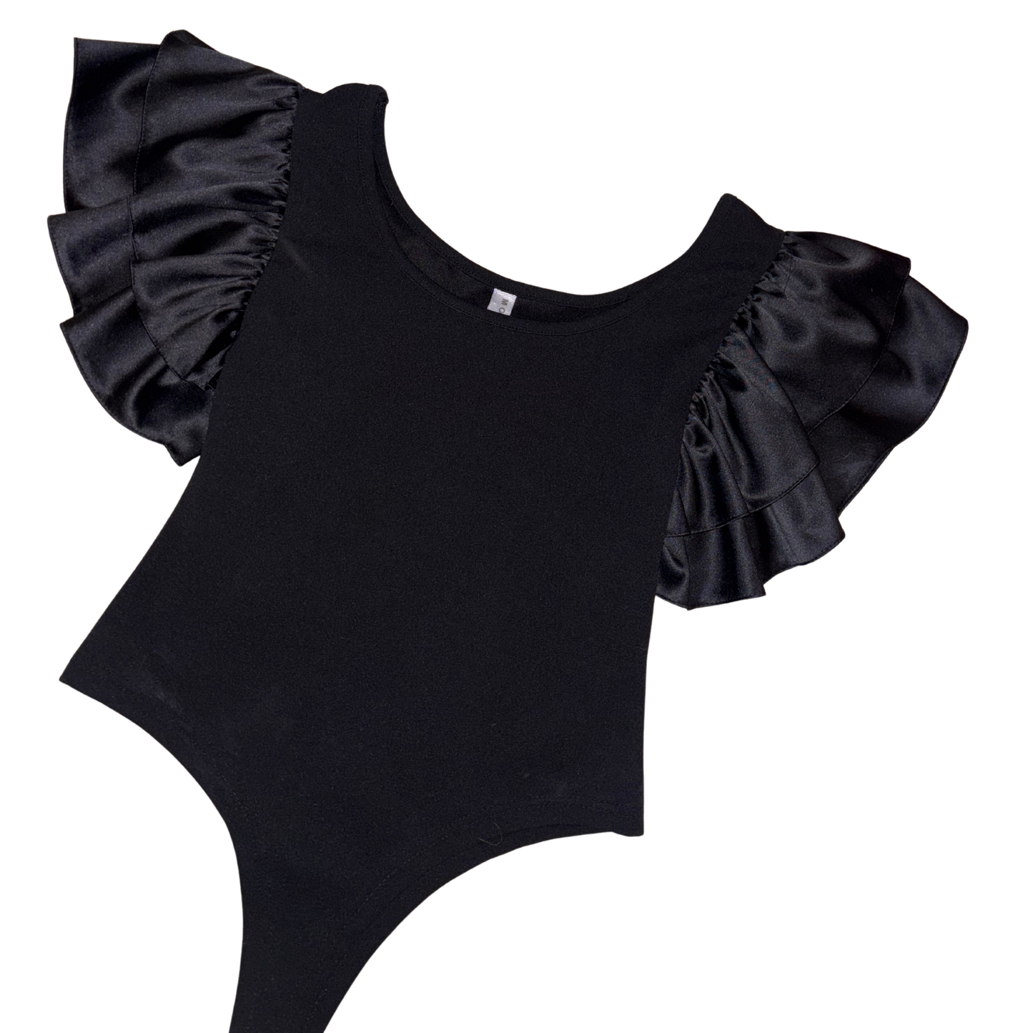 Moda Italy Black Ruffle Sleeve Bodysuit