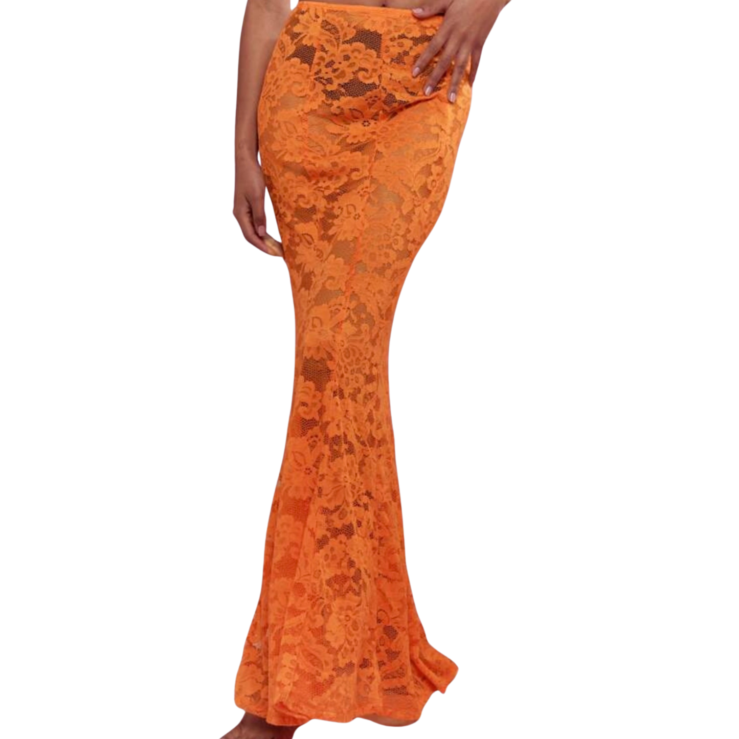 Missguided Orange Lace Maxi Skirt