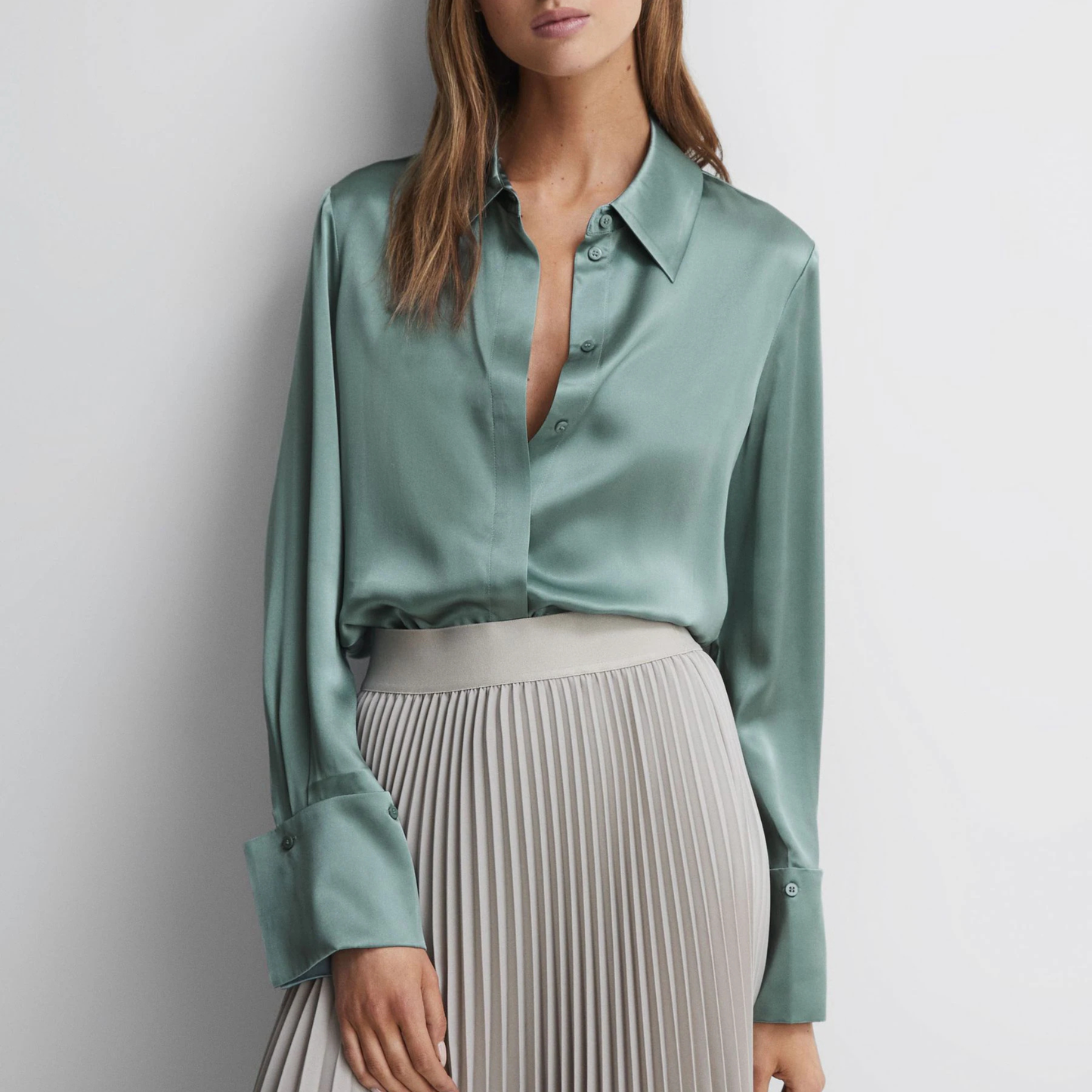 Green Satin Shirt