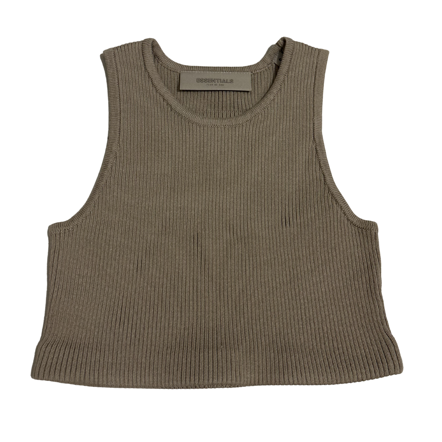 Essentials Brown Ribbed Crop Top