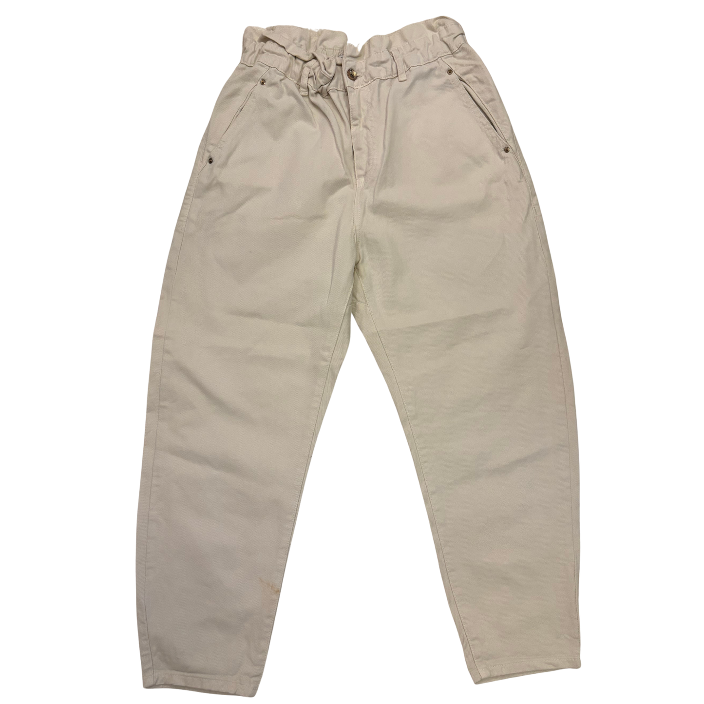 Zara Cream Ruched Waist Jeans