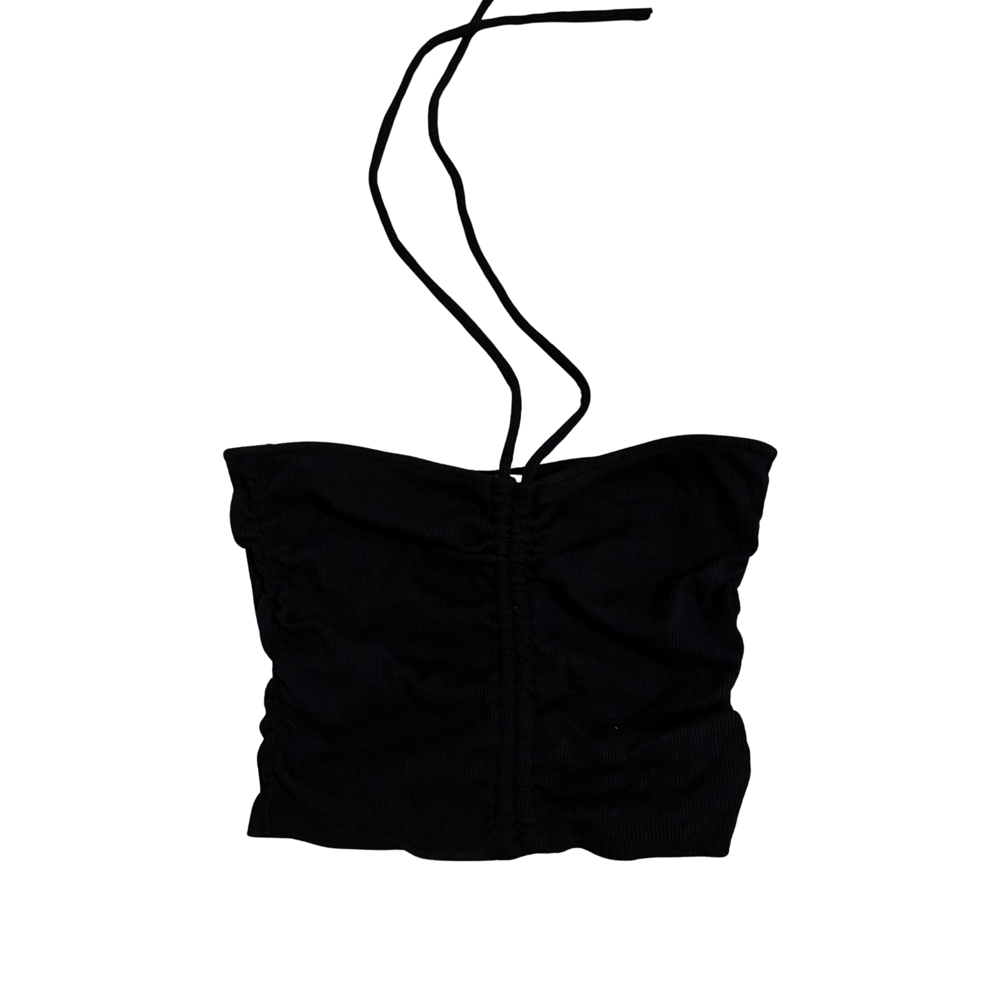 Zara Black Ruched Halterneck Top