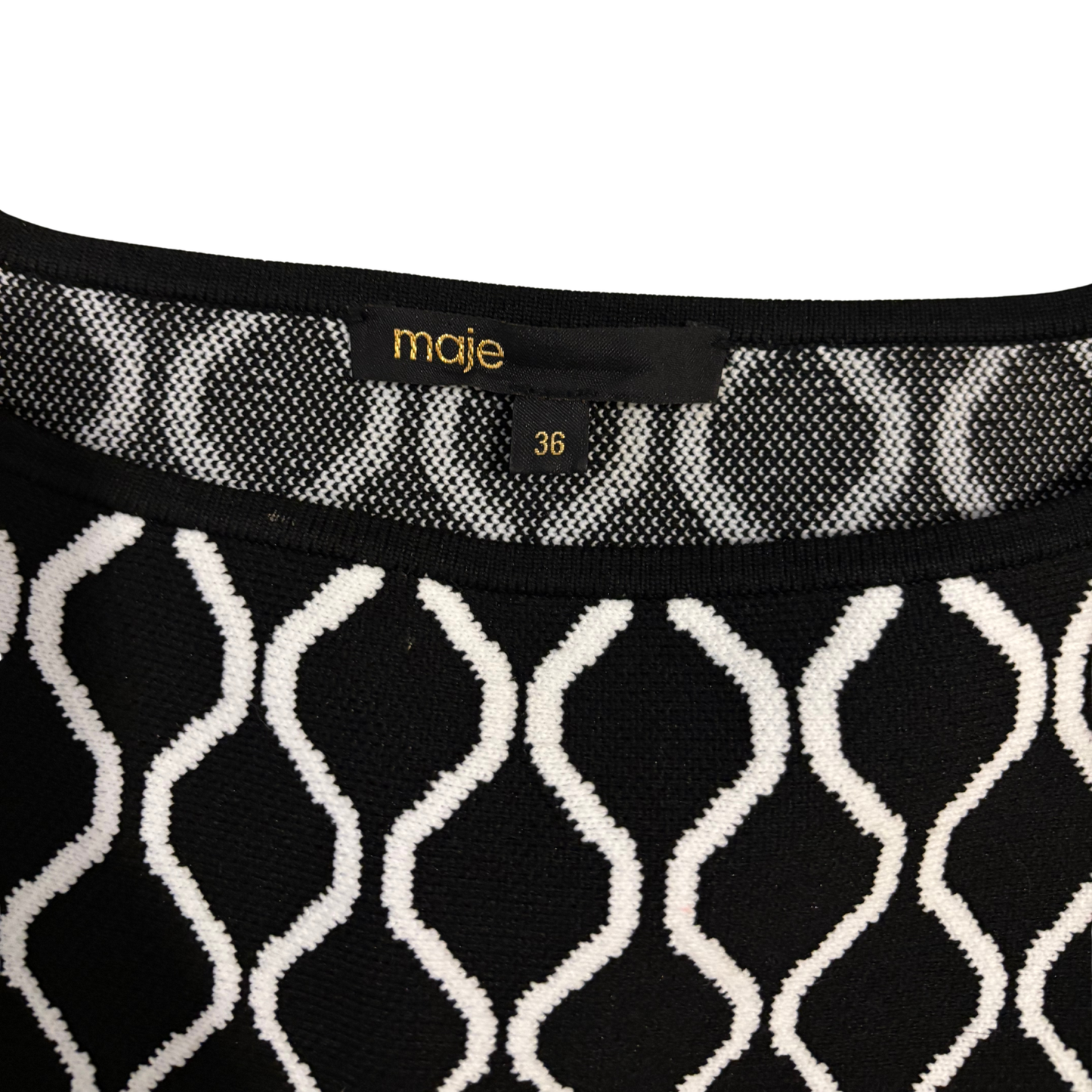 Maje Monochrome Jacquard Knit Mini Dress