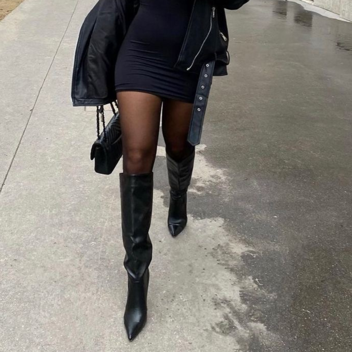 Zara Black Knee High Boots
