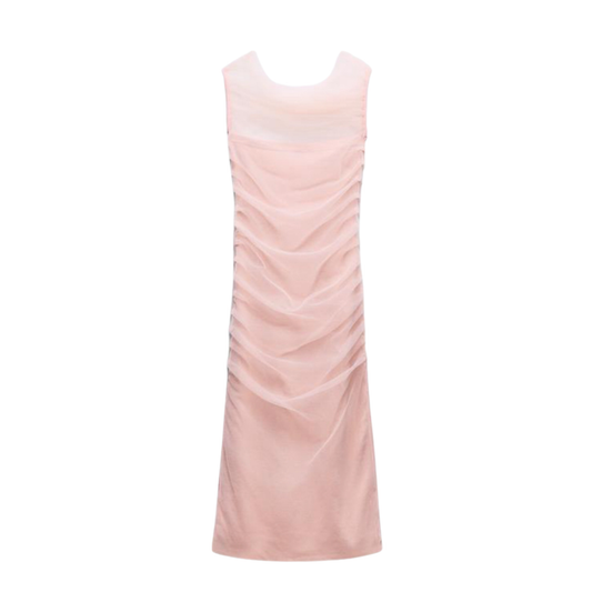 Zara Pink Mesh Detail Maxi Dress