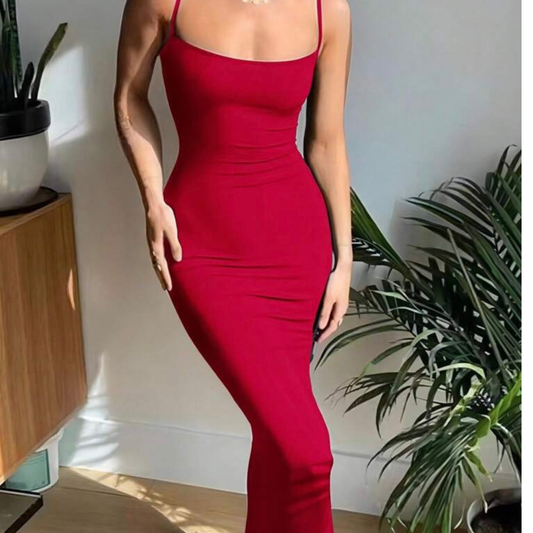 Red Fitted Maxi Dress