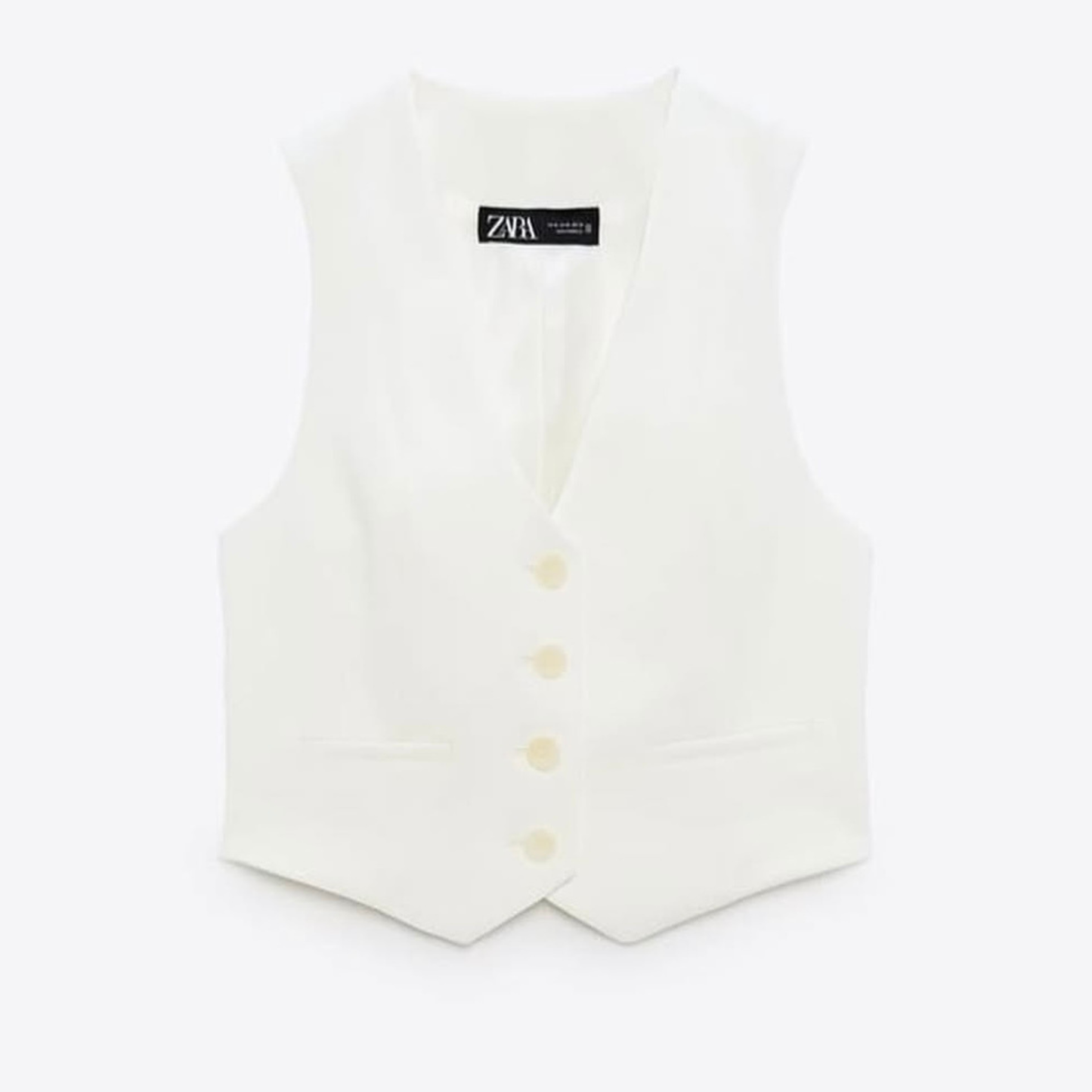 Zara White Button Up Waistcoat