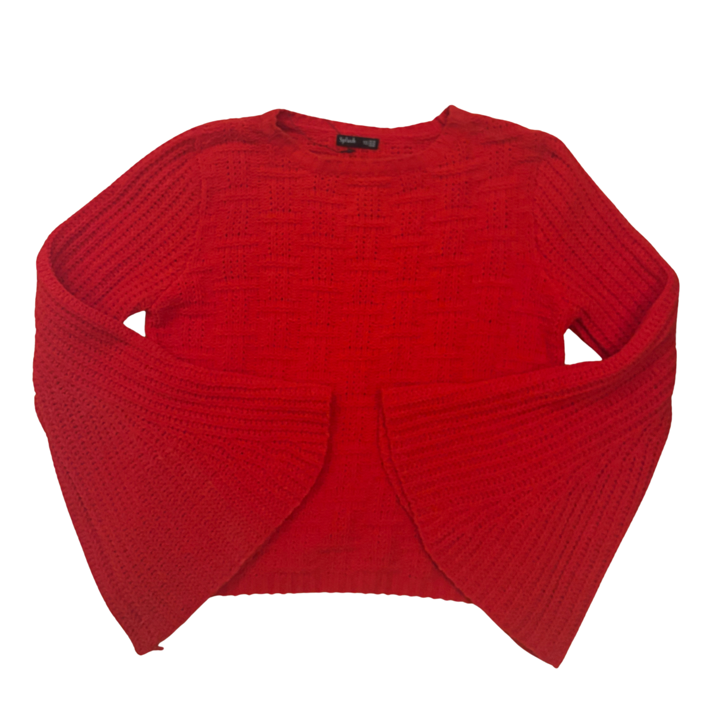 Red Flare Sleeve Knitted Sweater