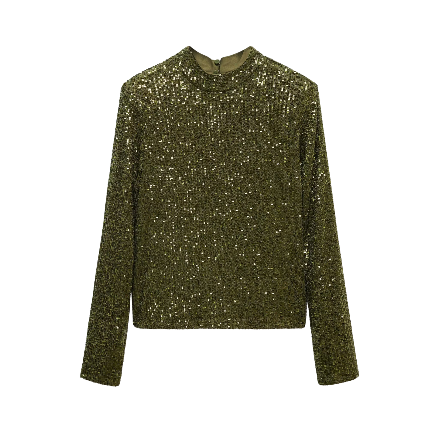 Mango Green Sequin Shoulder Pad Top