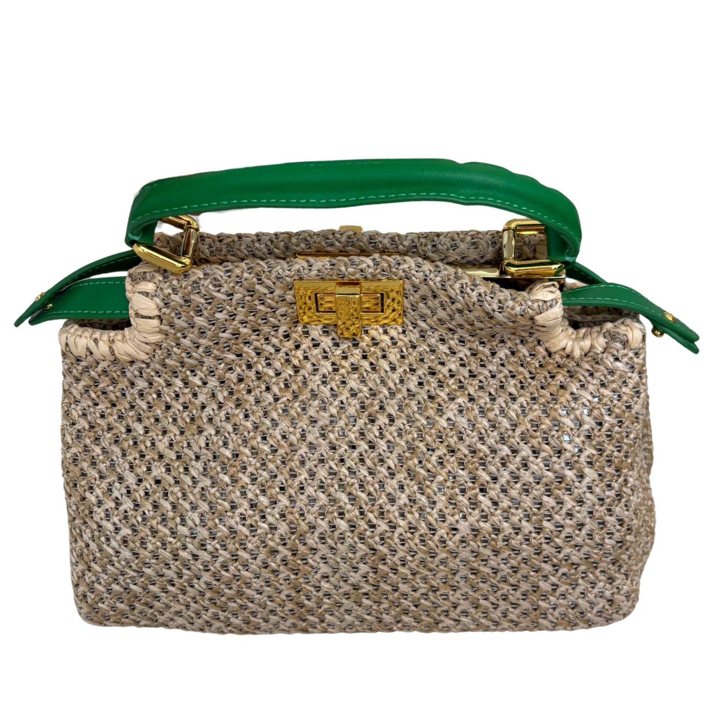 F Woven Clutch Bag