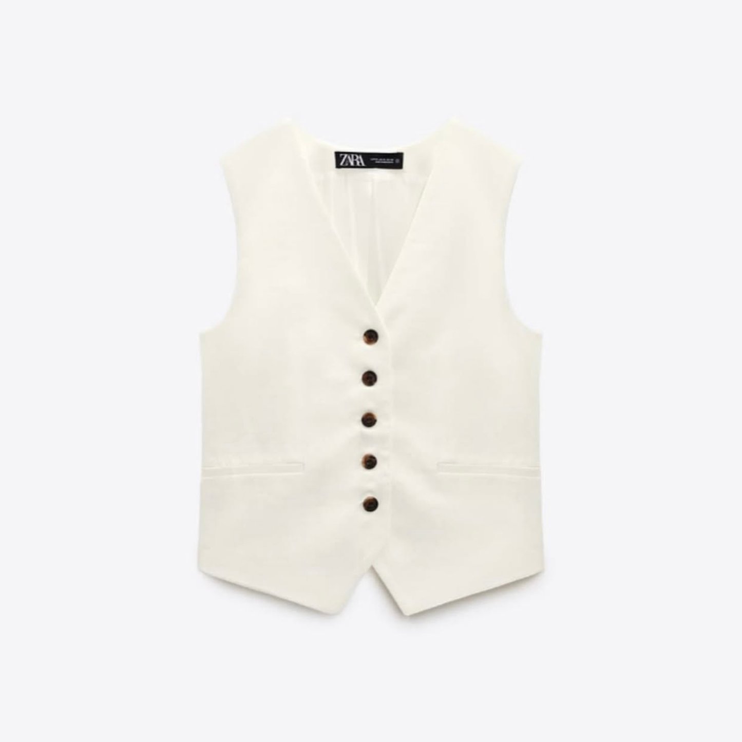Zara Cream Button-Up Waistcoat
