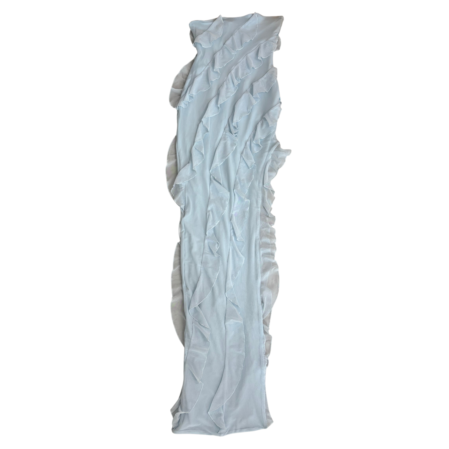 Oh Polly Blue Ruffled Bandeau Maxi Dress