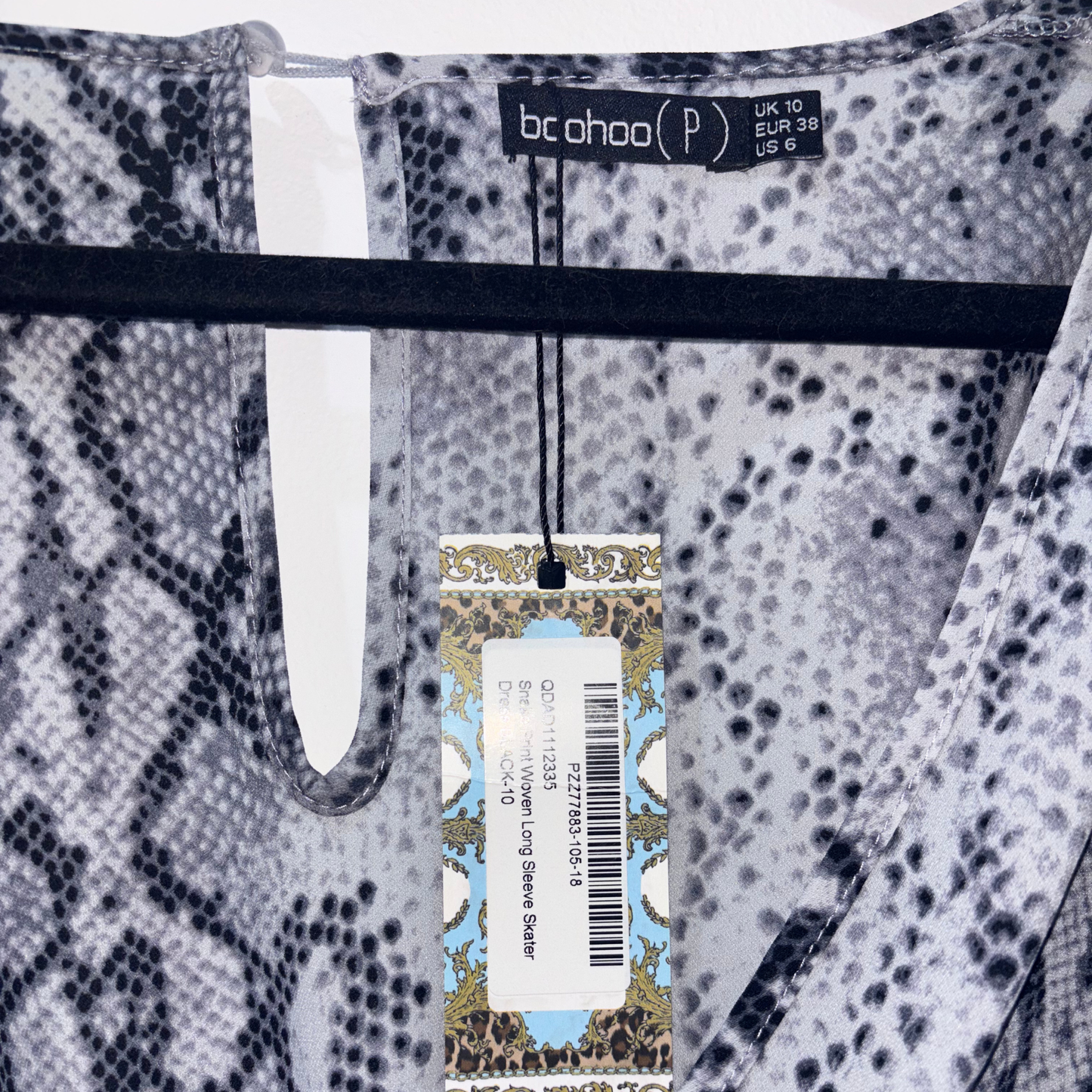 Boohoo Snake Print Deep V Mini Dress