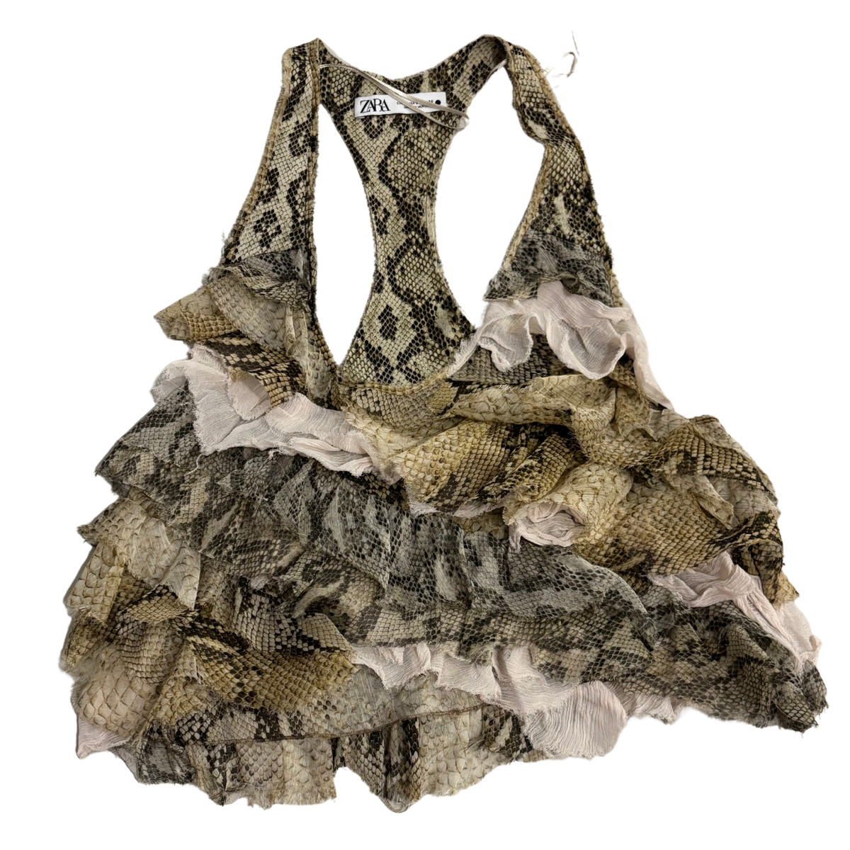 Zara Snakeprint Layered Halterneck Top