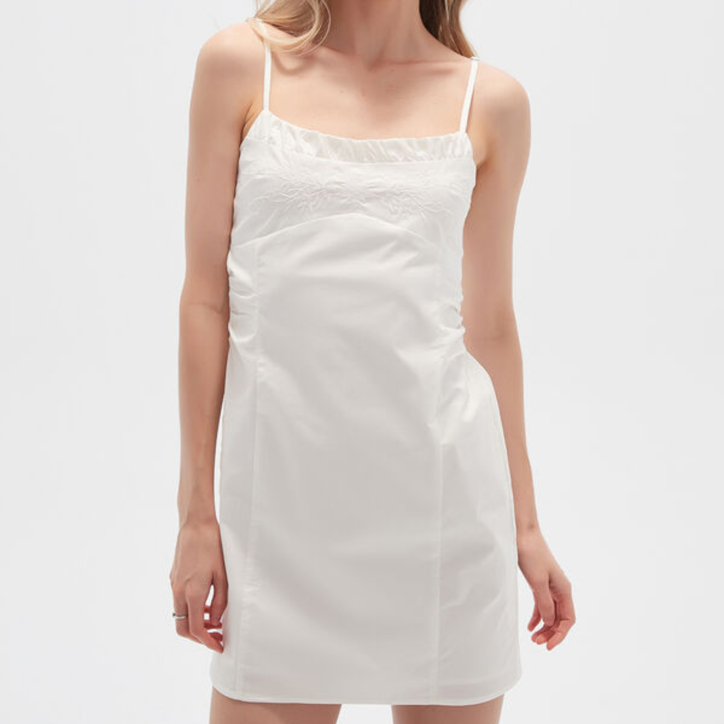 Zara White Floral Detail Mini Dress