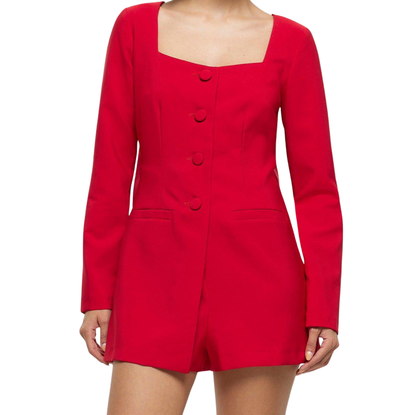 River Island Red Bow Detail Playsuit