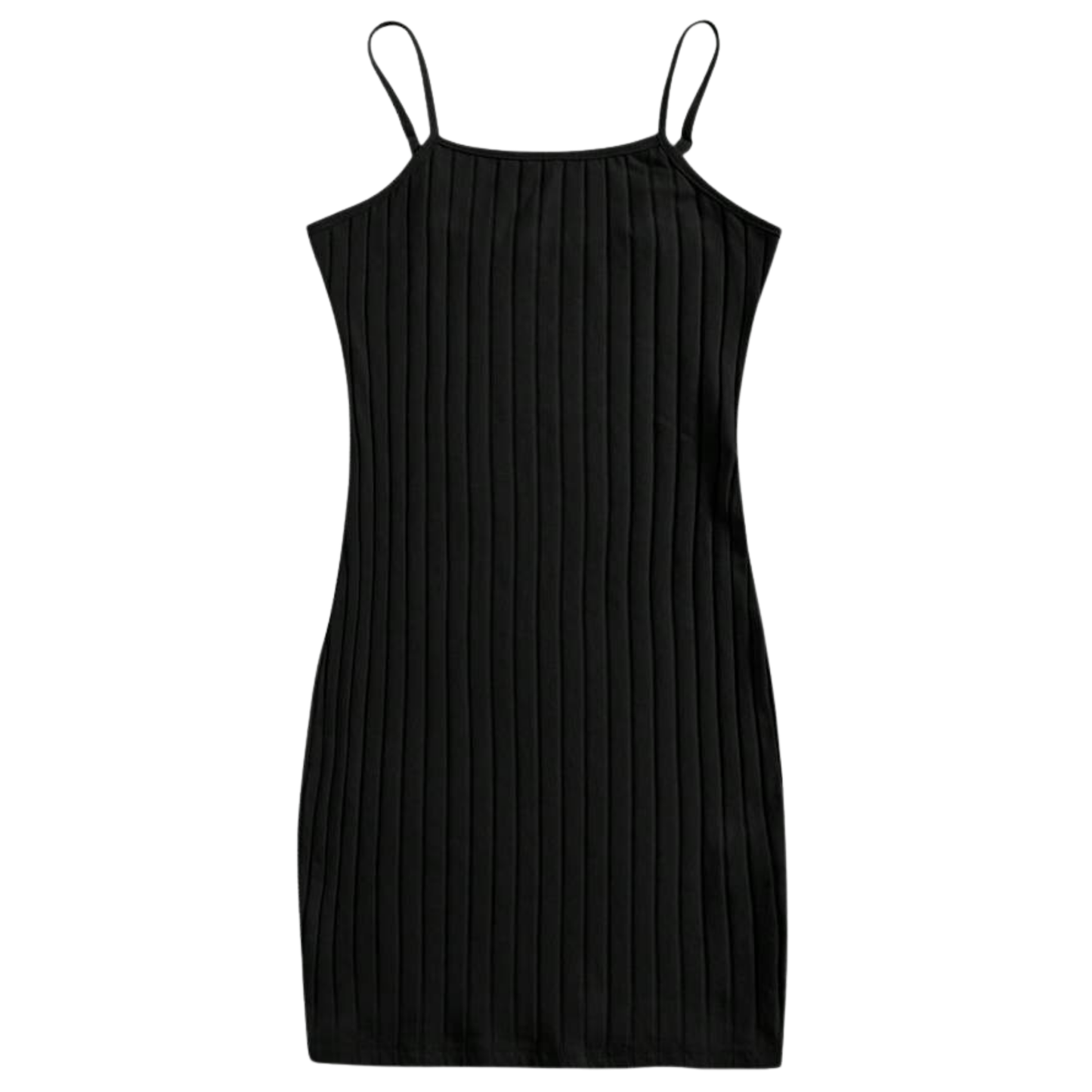 Black Ribbed Mini Dress