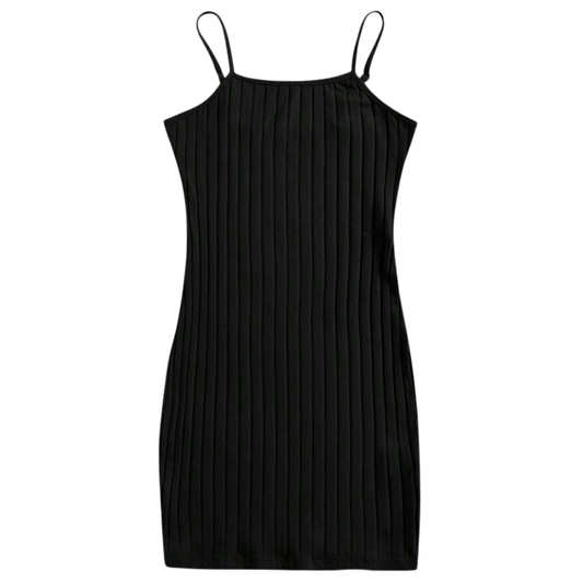 Black Ribbed Mini Dress