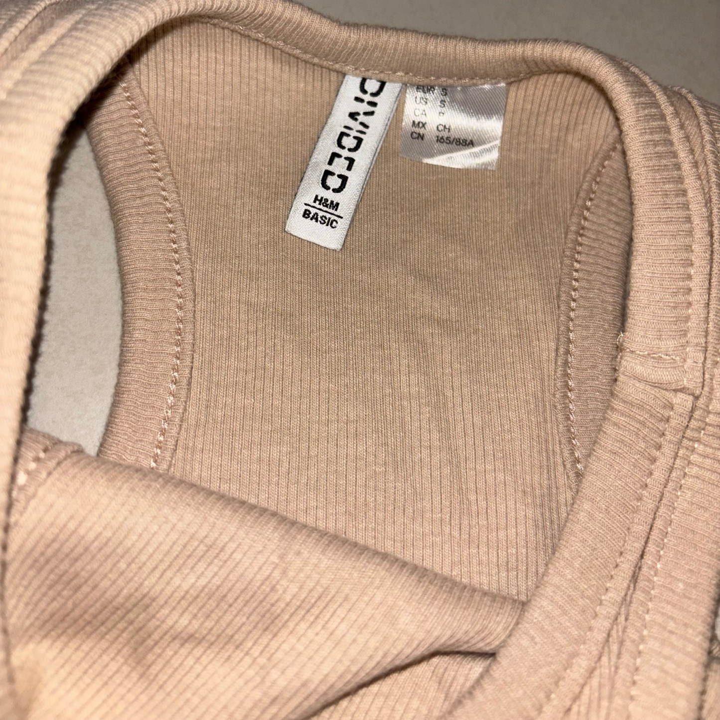 H&M Beige Ribbed Halterneck Tank Top