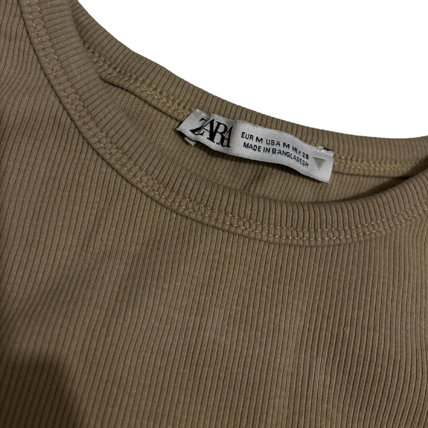 Zara Beige Ribbed Halterneck Crop Top