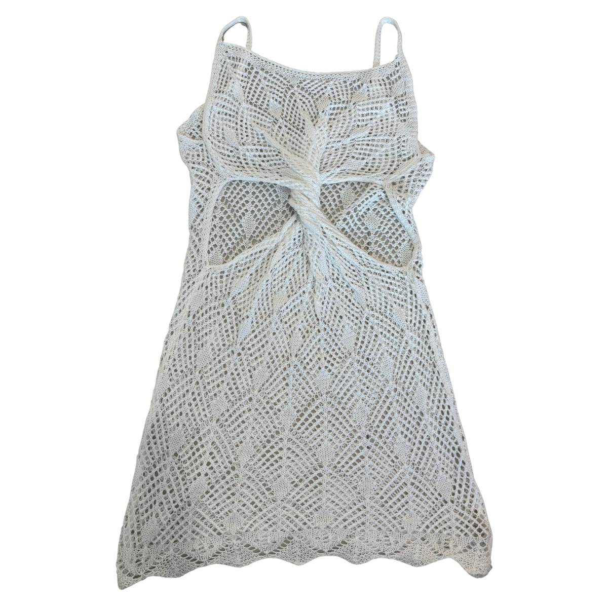 White Knit Twist Front Mini Dress
