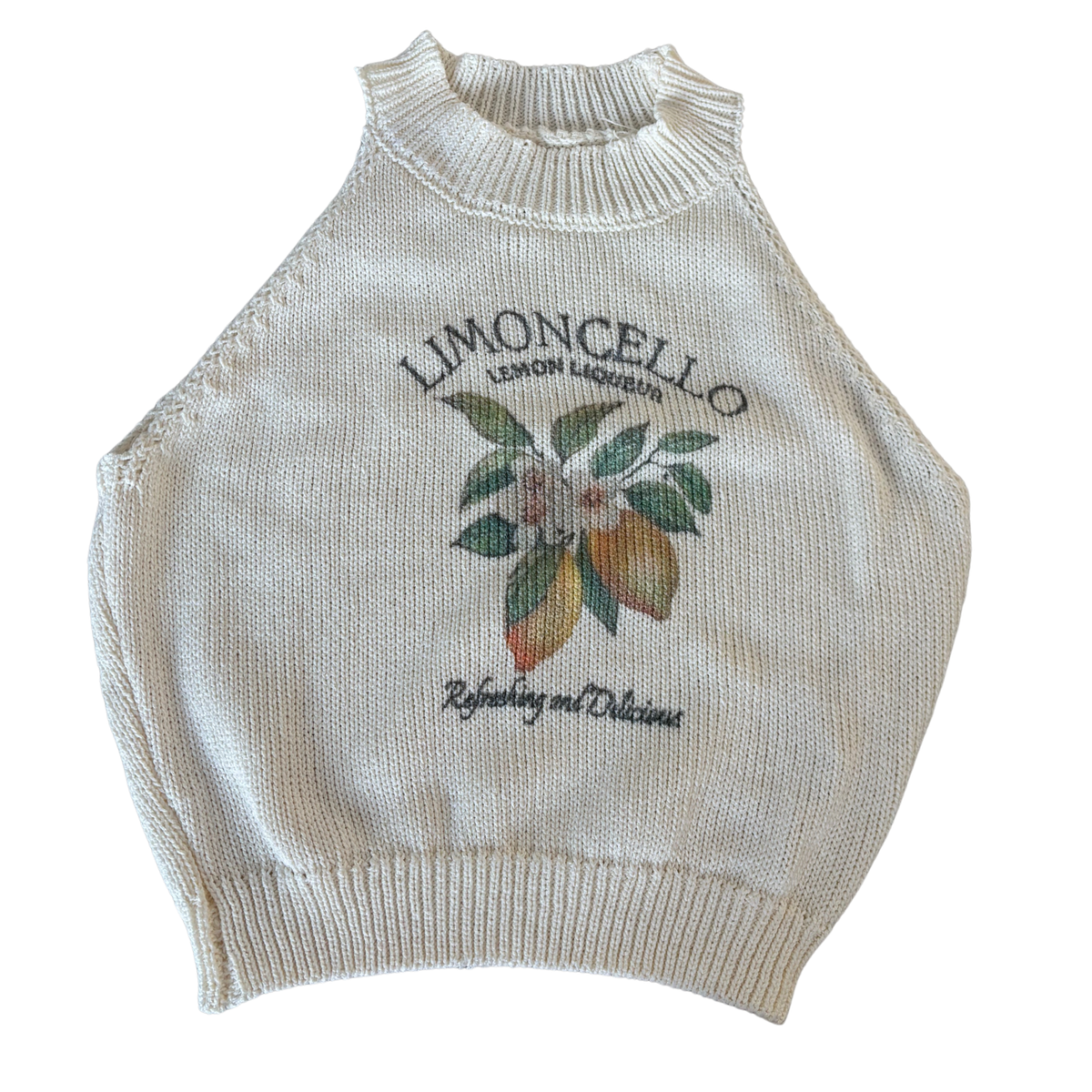 'Limoncello’ High Neck Sleeveless Jumper