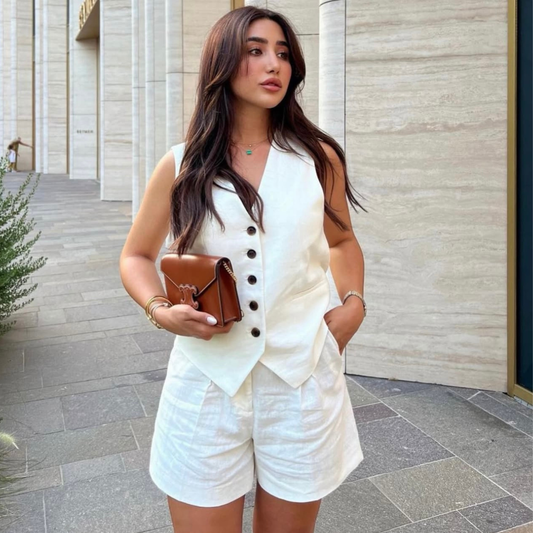Zara Cream Button-Up Waistcoat