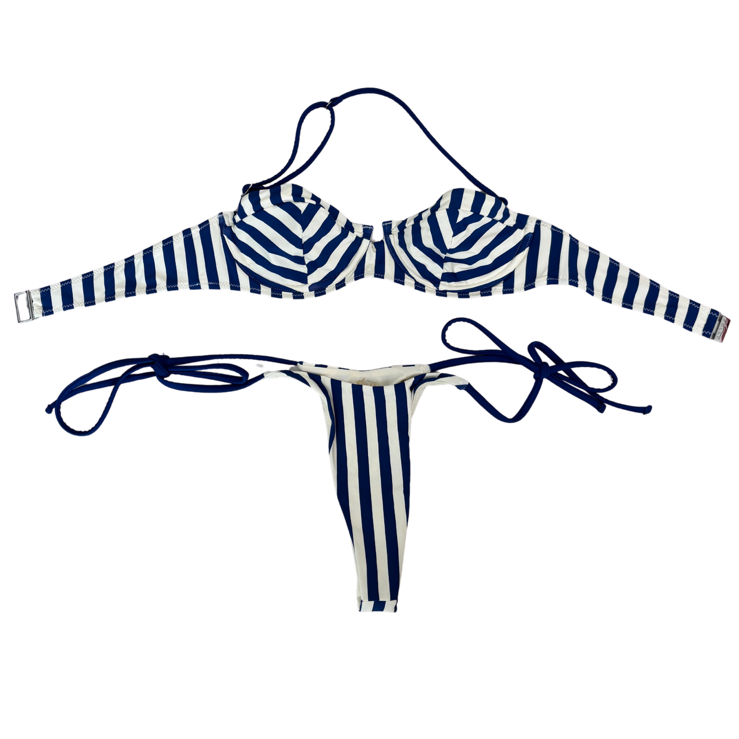 Oh Polly Navy & Cream Striped Bikini Set