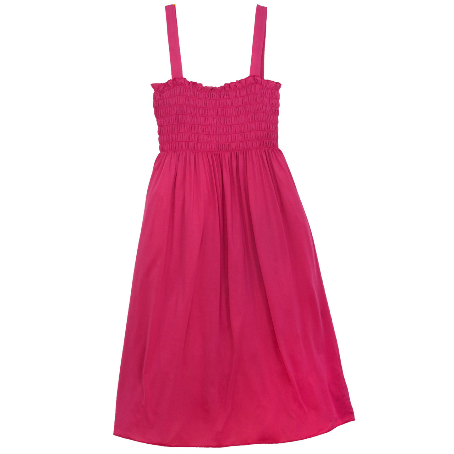 Pink Shirred Top Midi Dress
