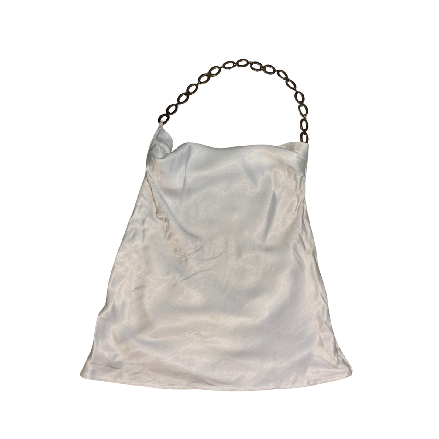 Zara White Satin Chain Detail Top