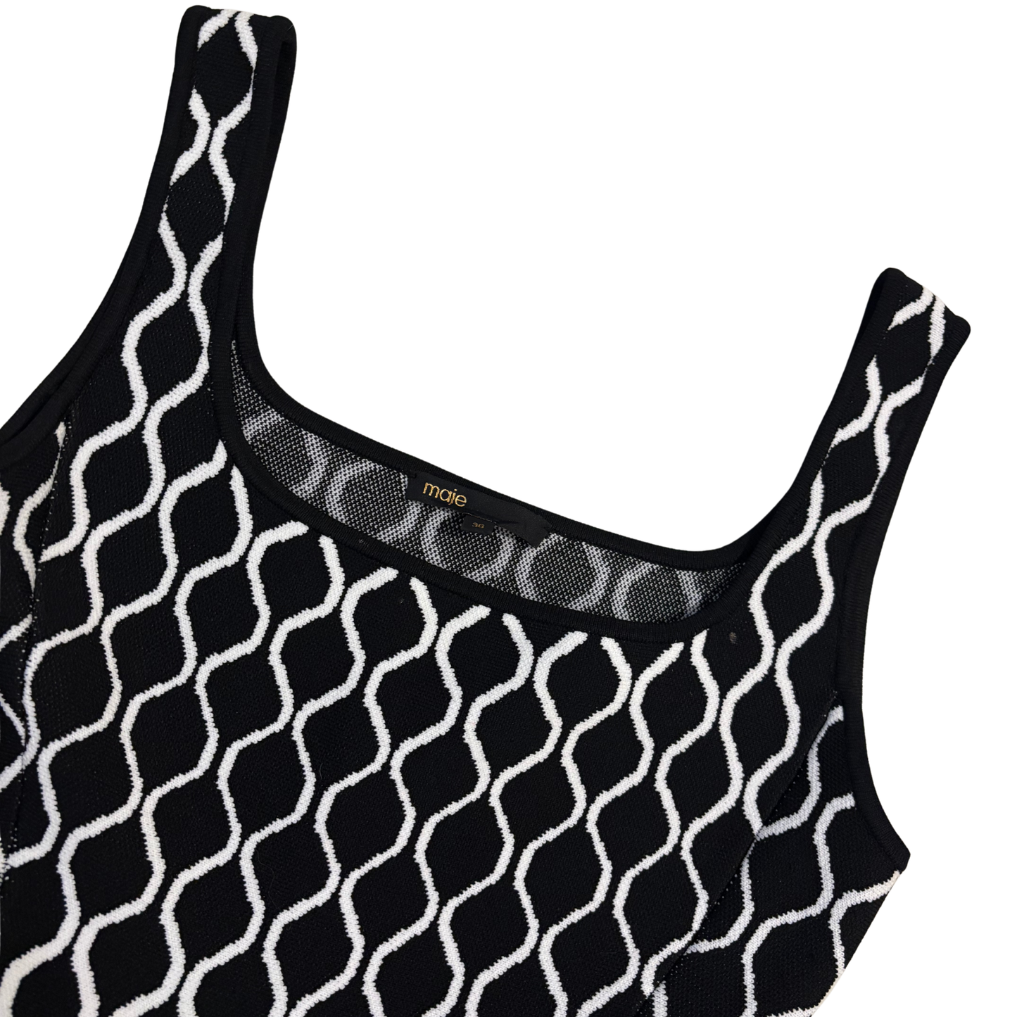 Maje Monochrome Jacquard Knit Mini Dress