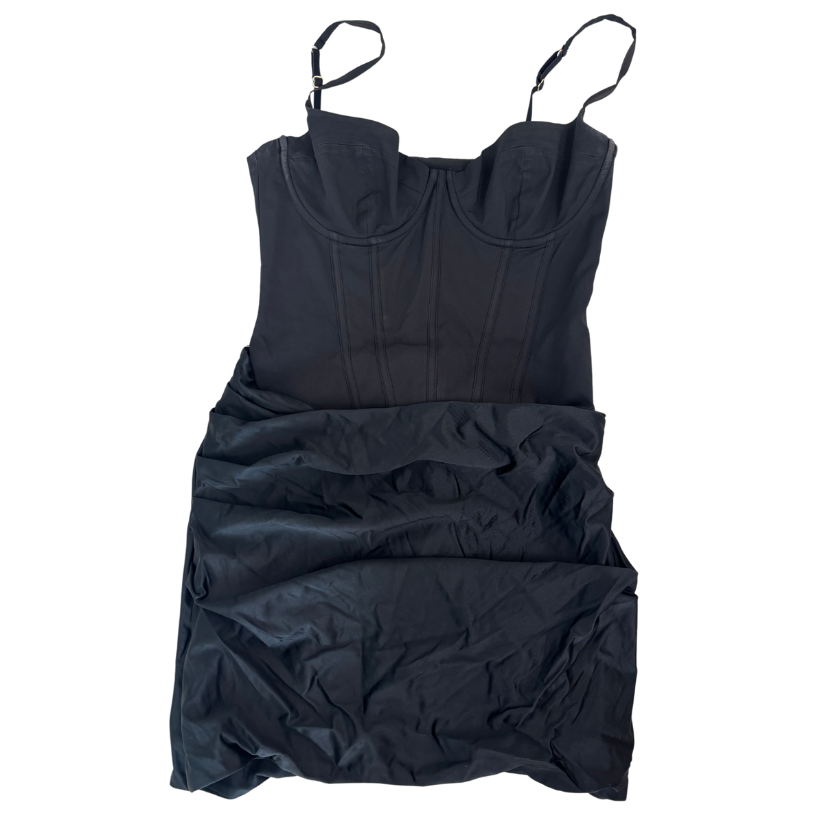 Oh Polly Black Satin Corset Mini Dress