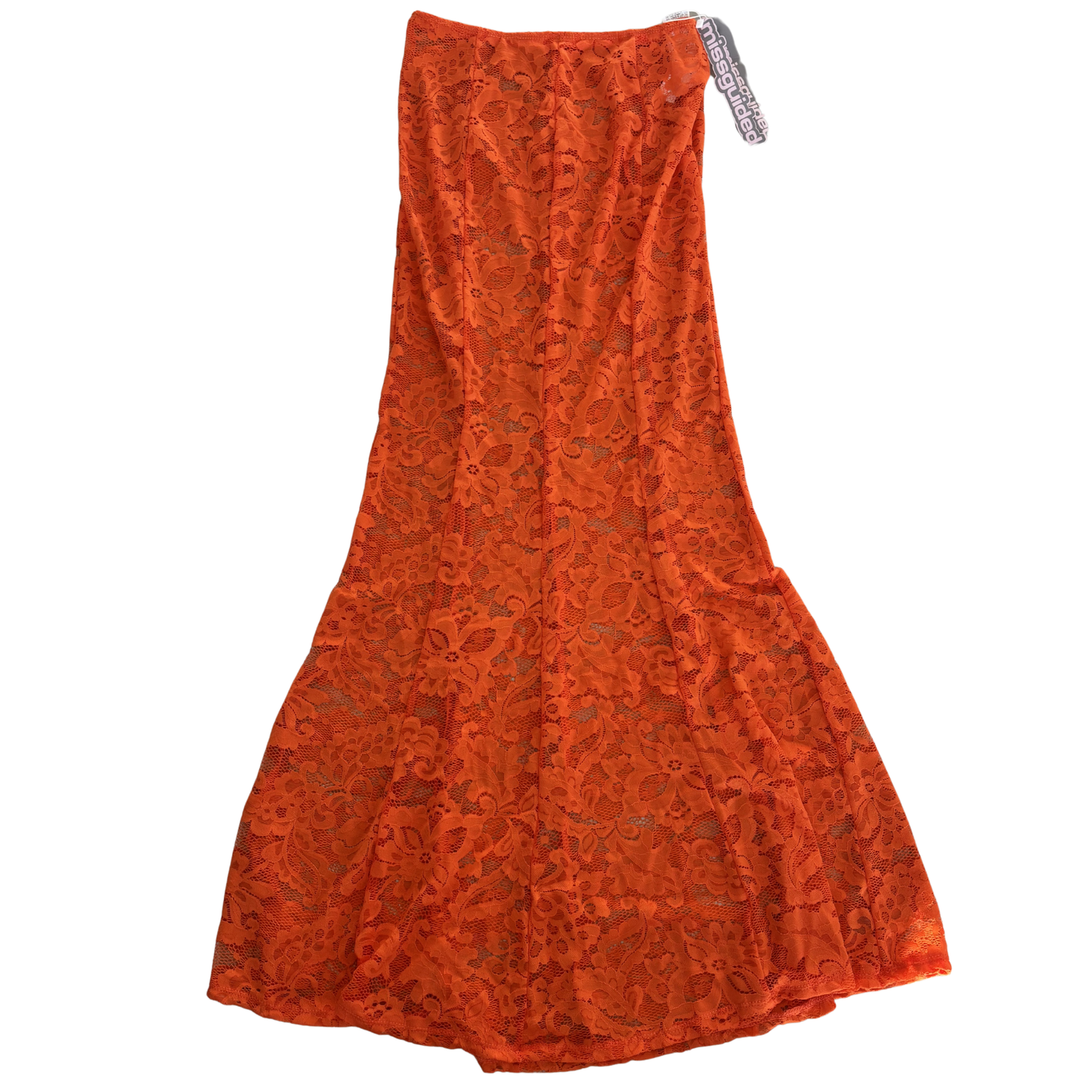 Missguided Orange Lace Maxi Skirt