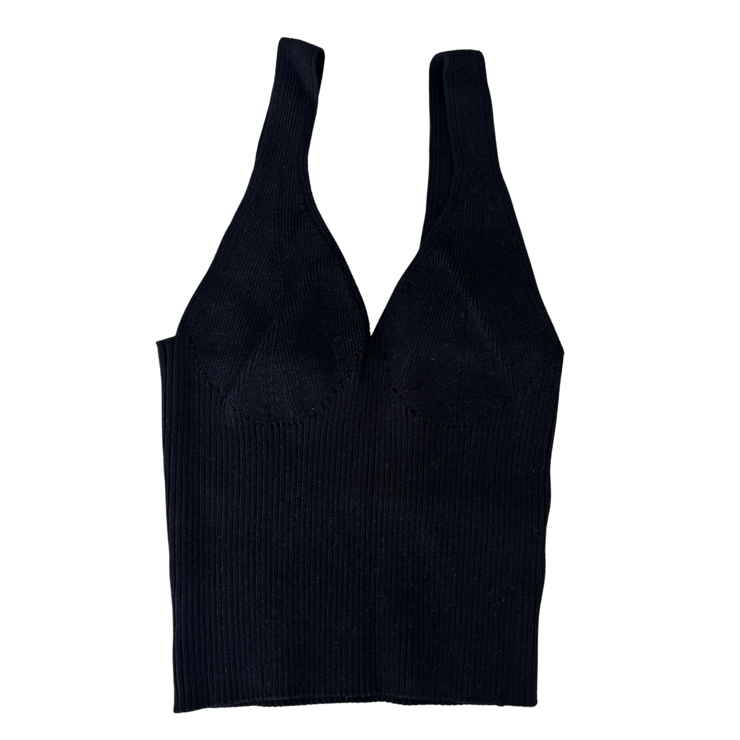 Pull & Bear Black Ribbed Crop Top
