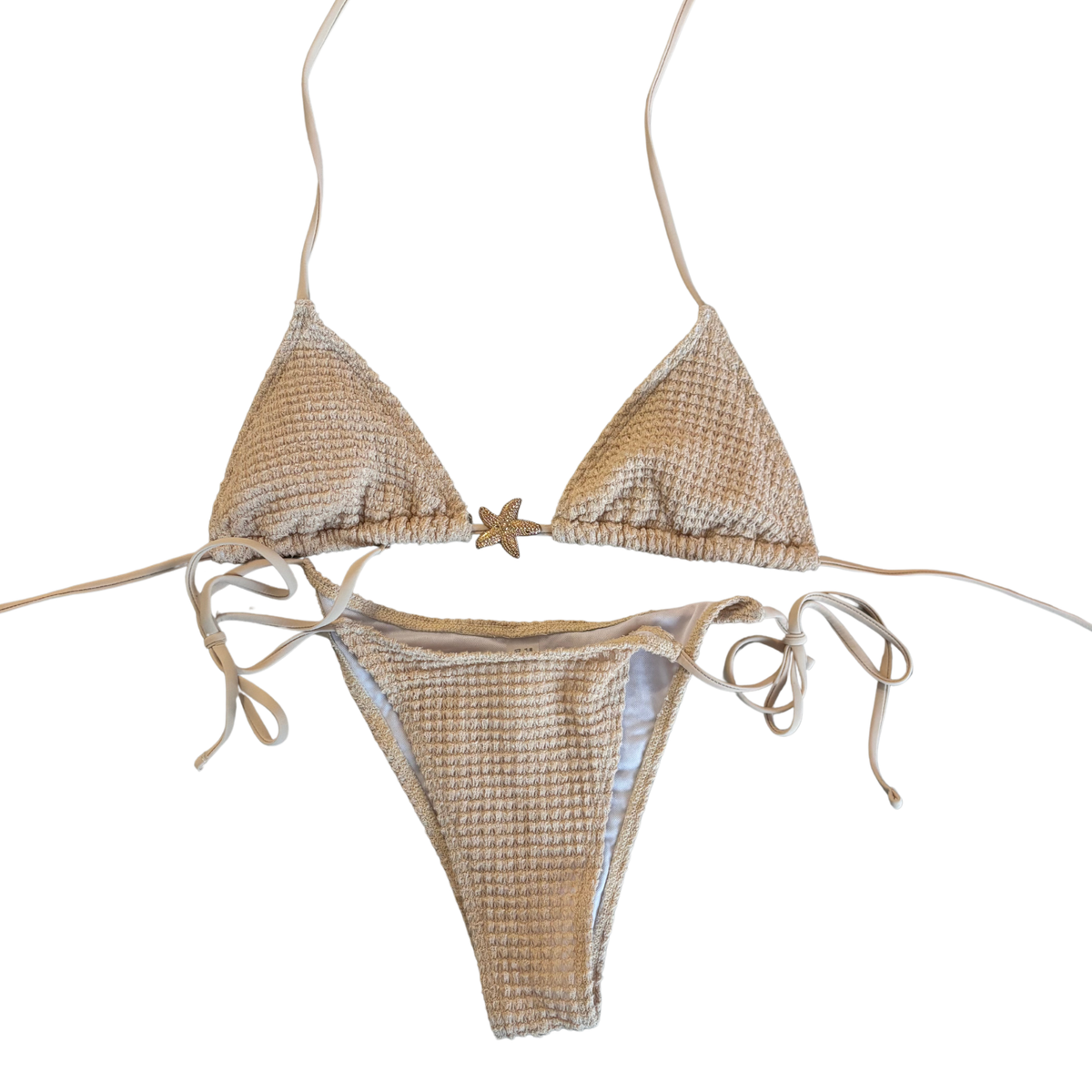 Nude Towelled Bikini Set + Skirt