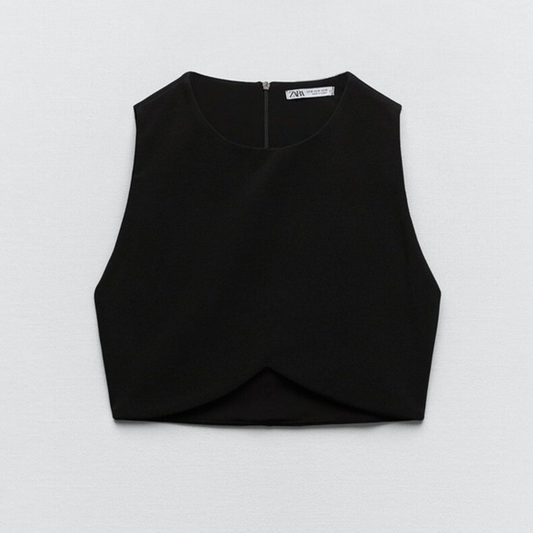 Zara Black Ribbed Top