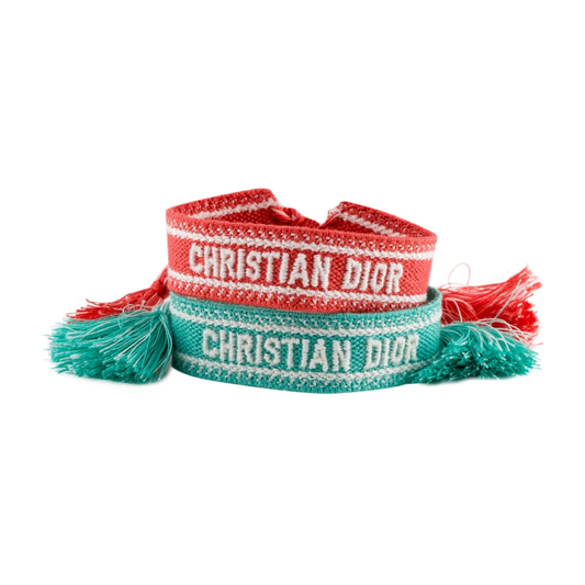 Dior Woven Bracelet Set - Pink / Blue