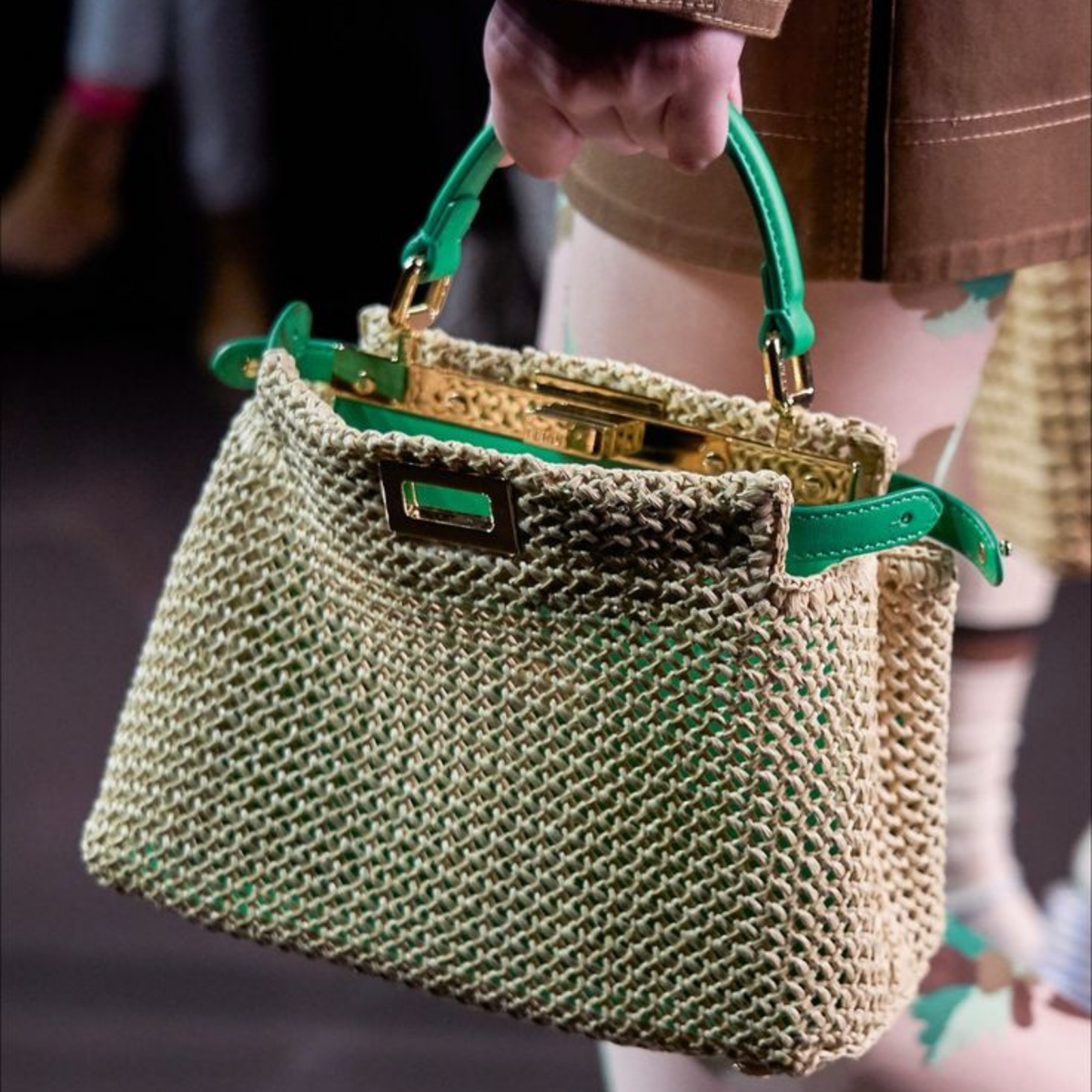 F Woven Clutch Bag