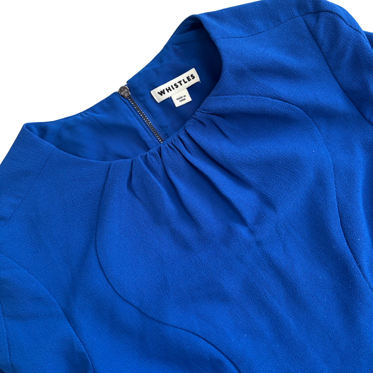 Whistles Blue Fitted Midi Dress