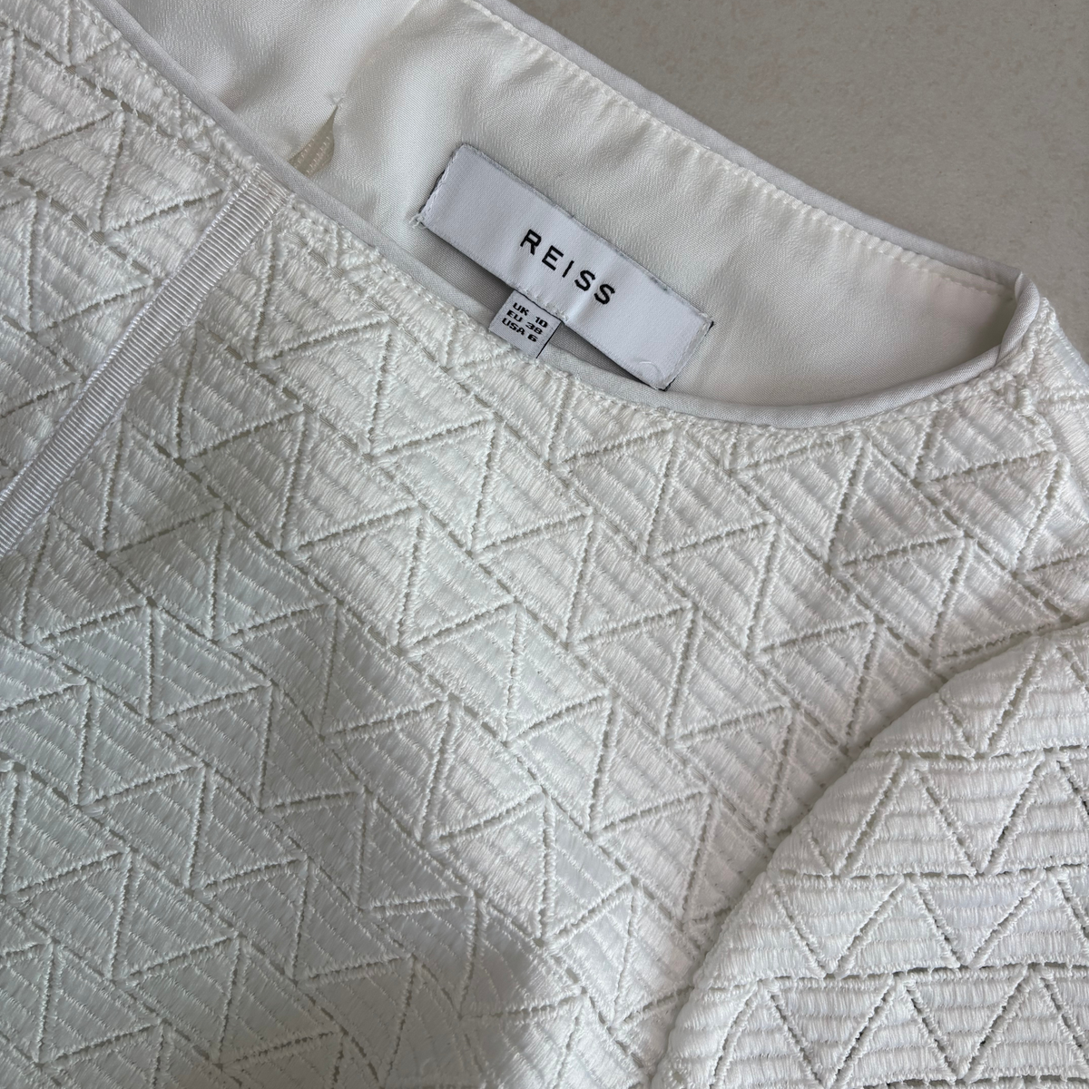 Reiss Cream Geometric Cut Out Mini Dress