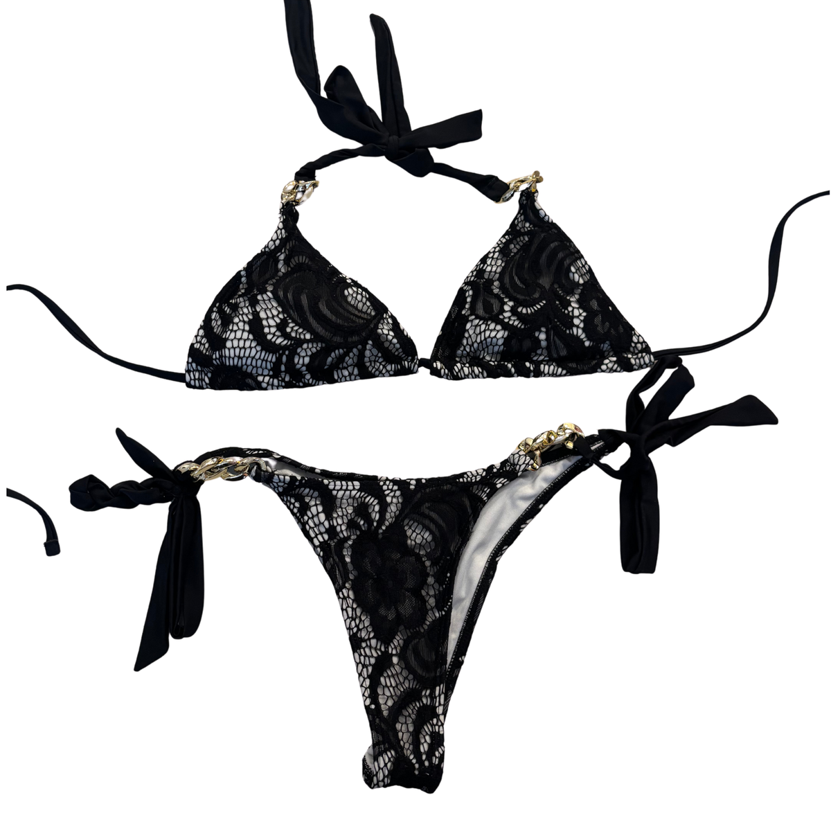 Black & White Lace Bikini Set