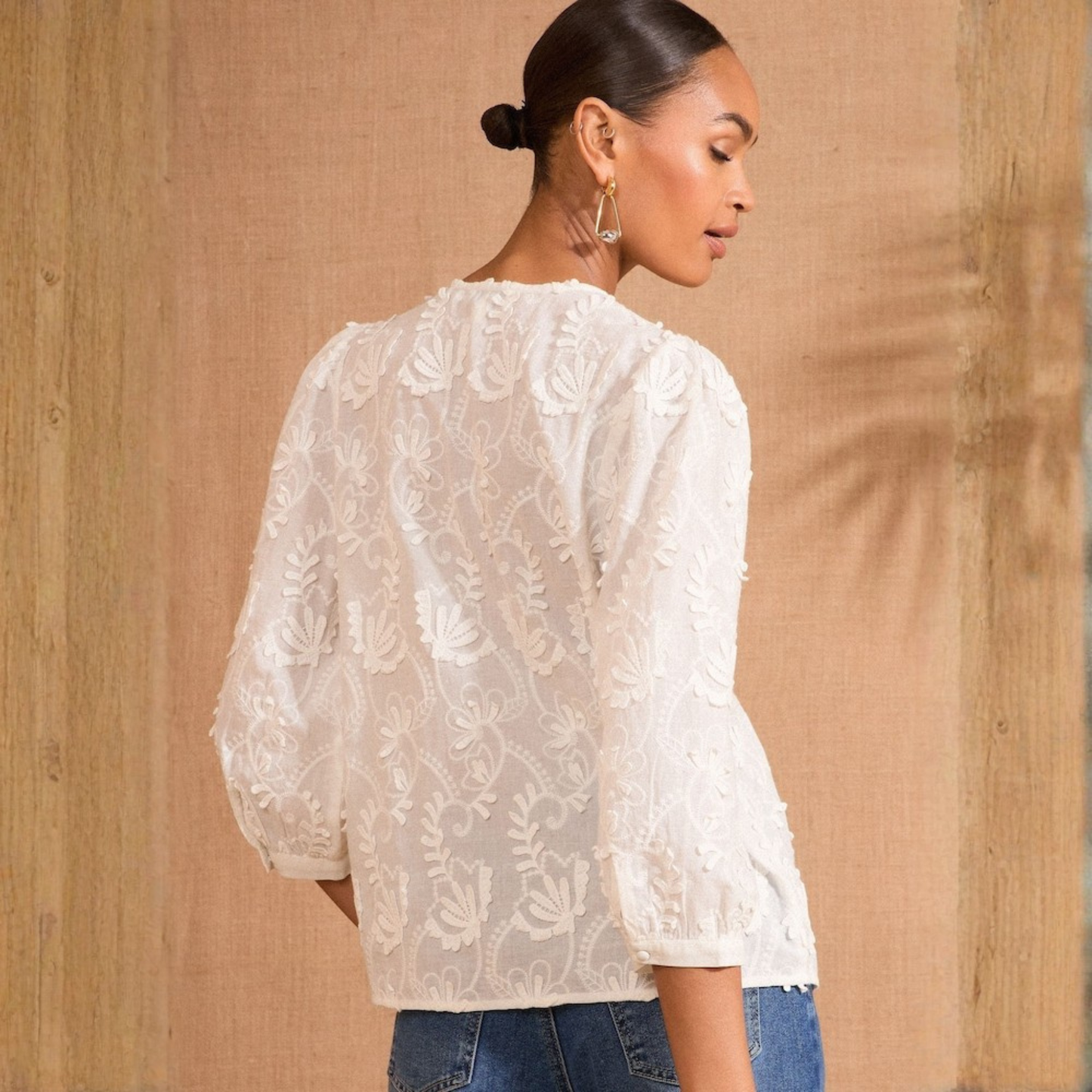 Love & Roses White Floral Button Up Top