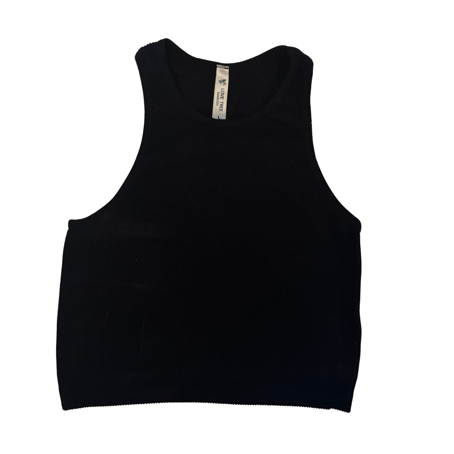 Love Tree Black Seamless Rib Crop Top