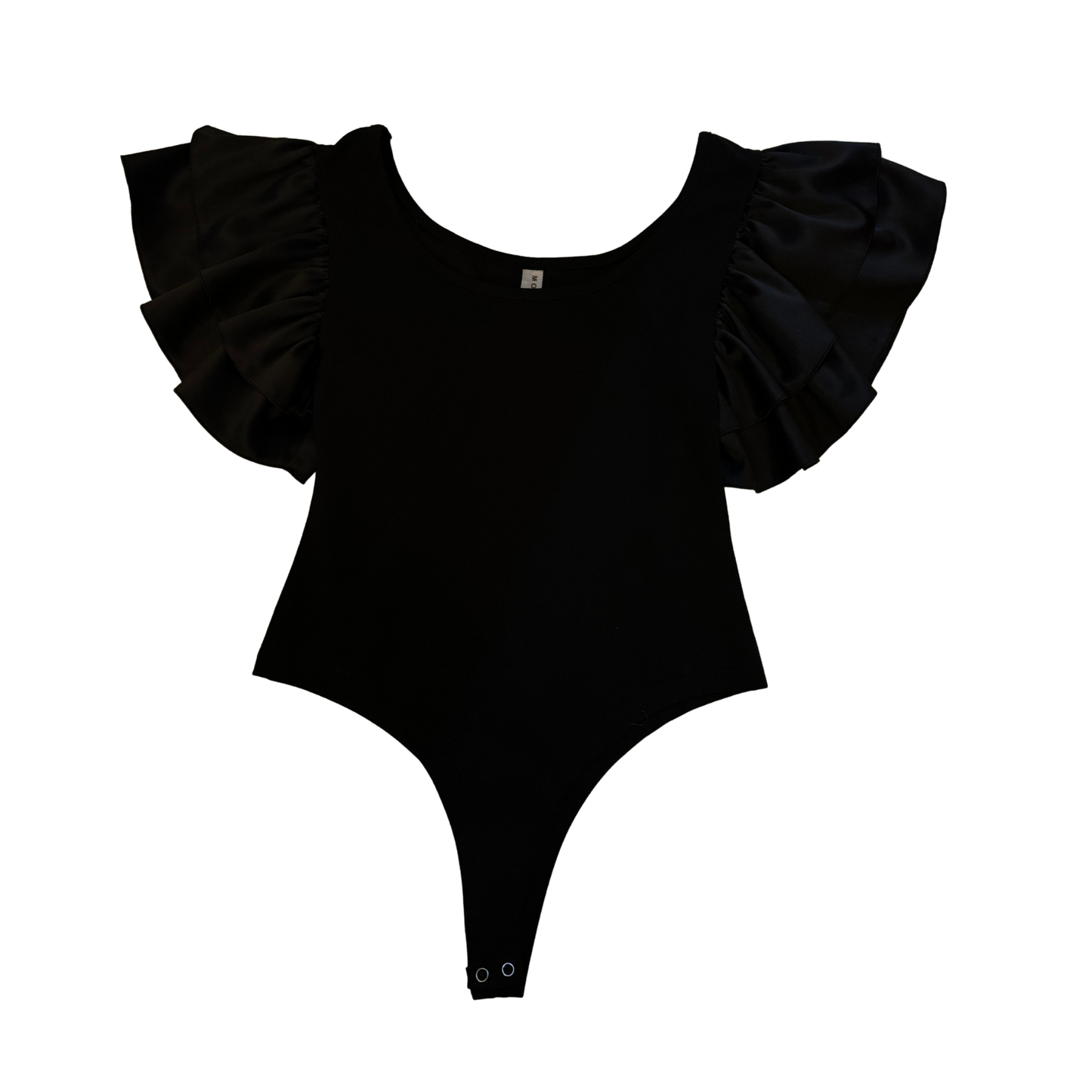 Moda Italy Black Ruffle Sleeve Bodysuit