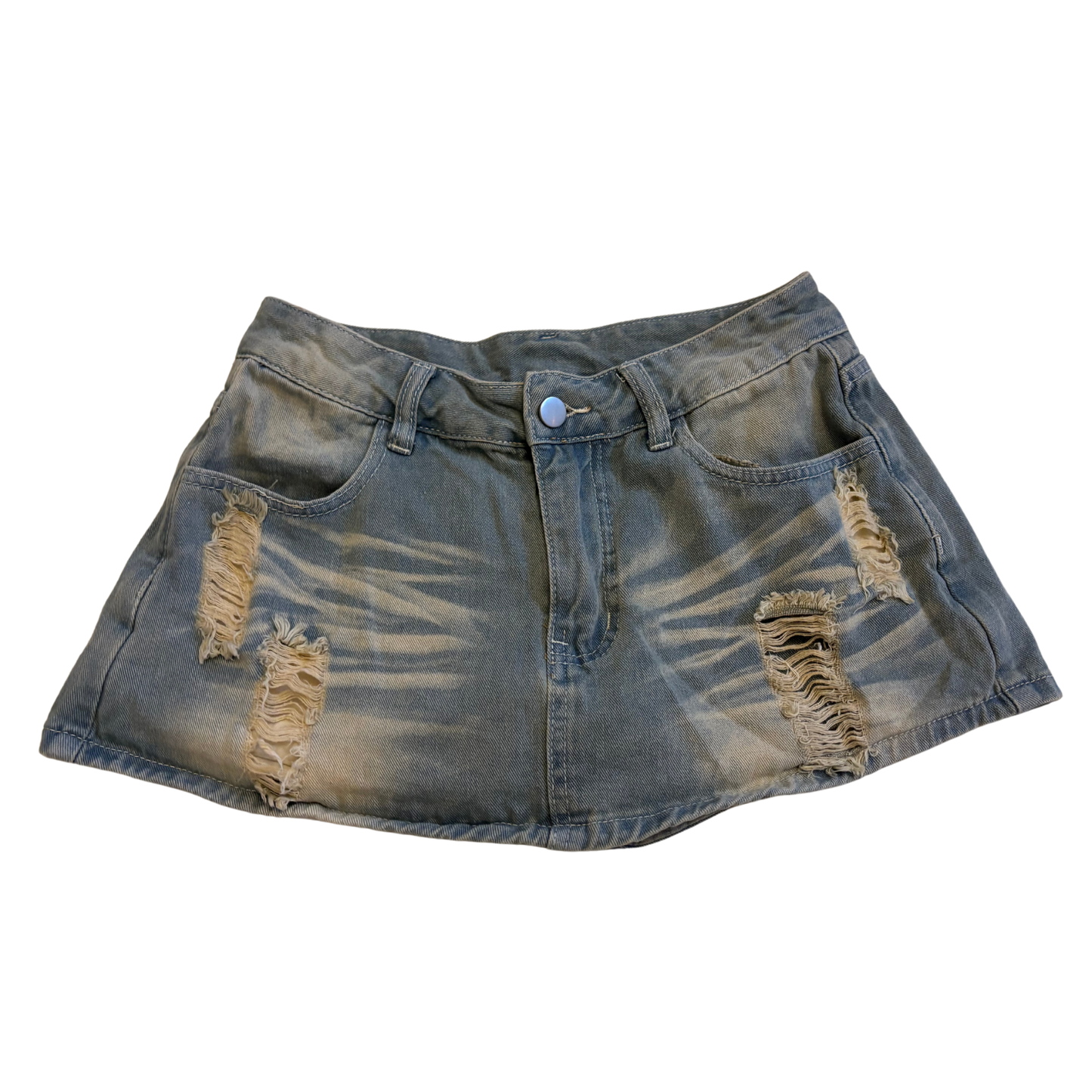 Blue Distressed Denim Skort