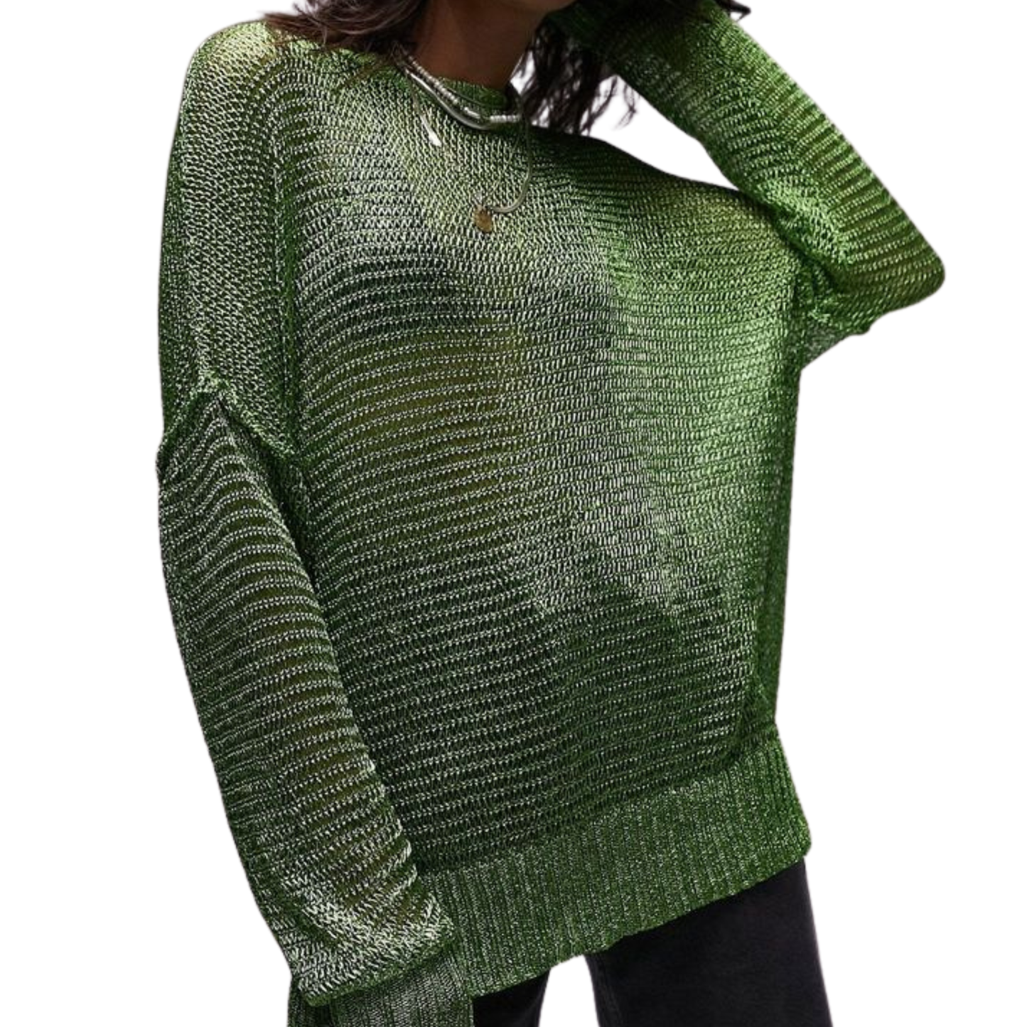 Topshop Oversized Green Knit Sweater